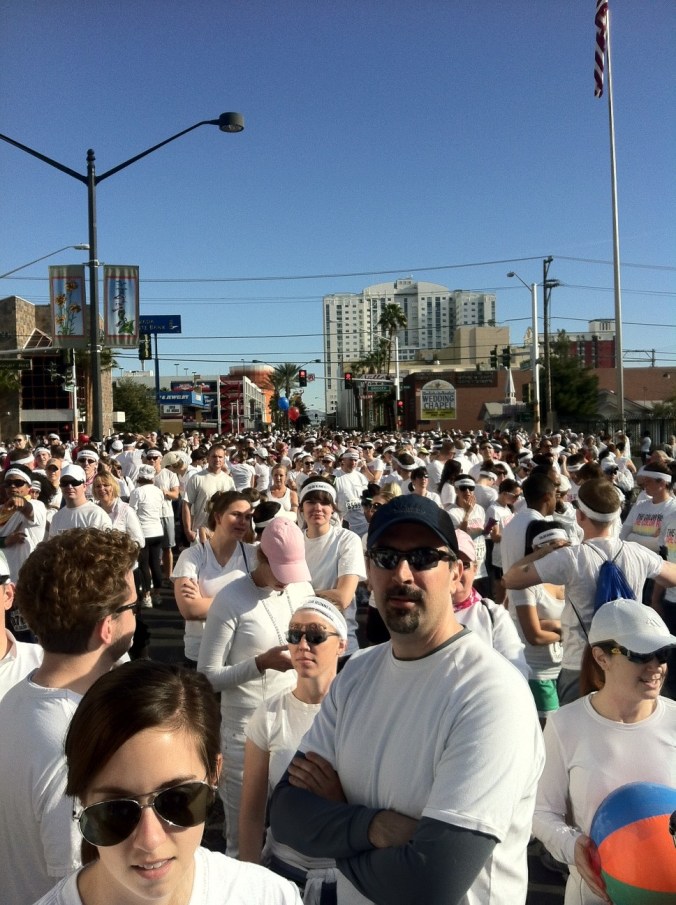 Pre-race crowd. Not a cult.